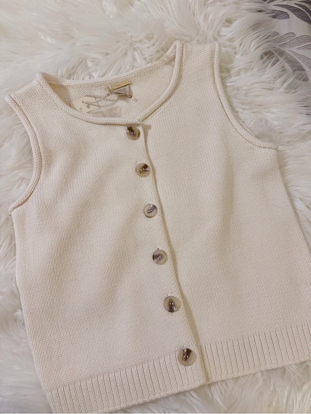 Magaschoni Cream Knit Button Cardigan